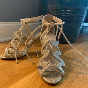 Gold high heel sandals